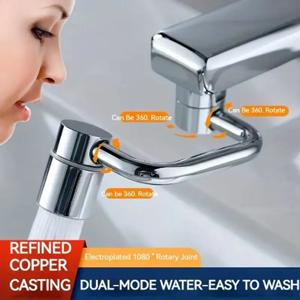 1개 1080 °   회전식 스테인리스 스틸 수도꼭지 연장기 방수 듀얼 스프레이 모드 욕실 싱크대 액세서리, 어댑터 포함