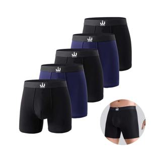 5Pcs 대나무 비스코스 롱 복서 남성용 이음매없는 통기성 남성 속옷 U 볼록 남성 속옷 고탄력 남성용 팬티