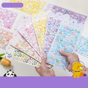 귀여운 만화 동물 3D 솔리드 클리어 크리스탈 엠보싱 스티커 DIY 스크랩북 폰 케이스 장식 생일 선물 보상