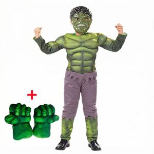 소년 소녀 헐크 의상 슈퍼히어로 근육 의상 녹색 장갑 포함 역할 놀이 할로윈 파티 코스프레 카니발 의상
