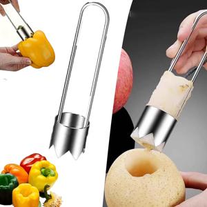 1/2개 스테인리스 스틸 코어러 휴대용 코어 제거기 야채 과일 코어 추출기 다용도 주방 코어러 제거 도구 (고추용)