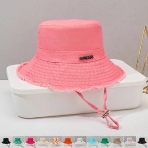 2025 신상 프레이드 메탈 레터링 넓은 챙 여성용 벙거지 모자 여름 햇빛 차단 야외 하이킹 트렌드 햇빛 가리개 모자