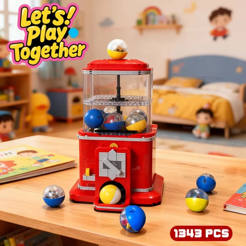 2026 자판기 빌딩 블록 세트 1343pcs DIY 교육용 장난감 어린이 남아 여아 재미있는 창의적인 선물 생일 파티 놀이용