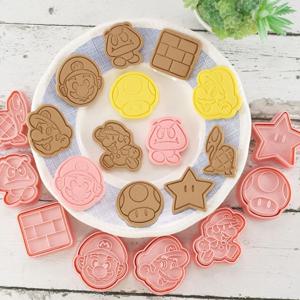 마리오스 가족 쿠키 도구 세트 애니메이션 게임 피규어 DIY 3D 베이킹 몰드 베이킹 도구 카와이 주방 액세서리 어린이 장난감 선물