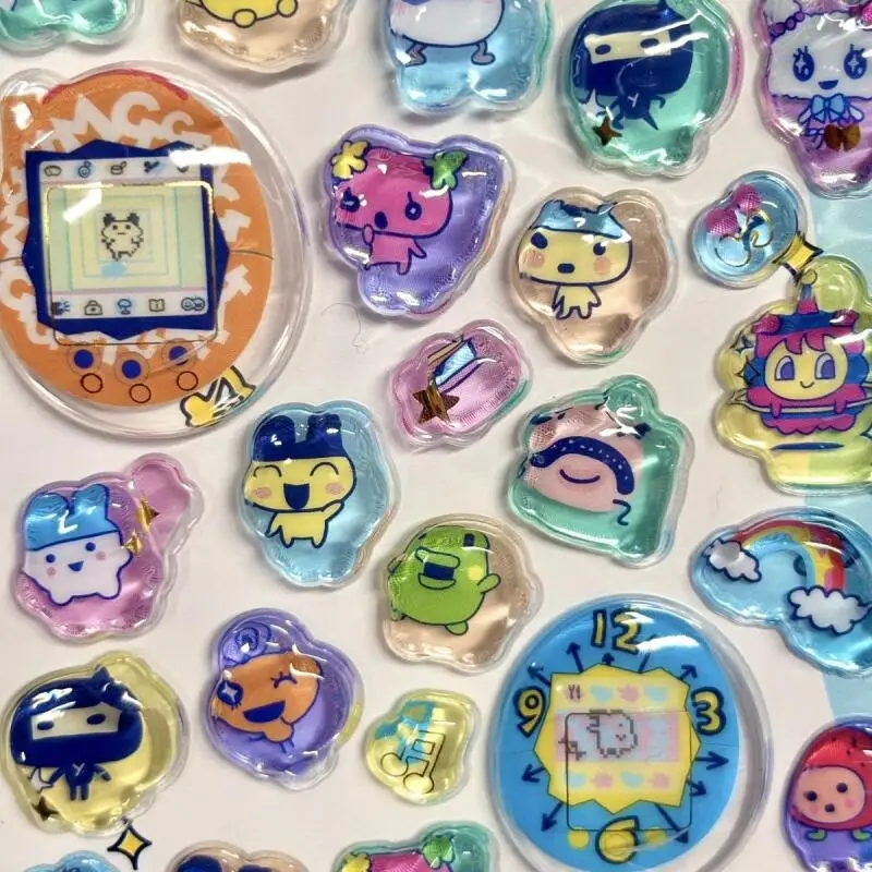 3D 스티커 새로운 스티커 장난감 만화 크리스탈 스티커 카와이 다마고치 귀여운 젤리 레이저 양각 솔리드 생일 선물 소녀들을 위한