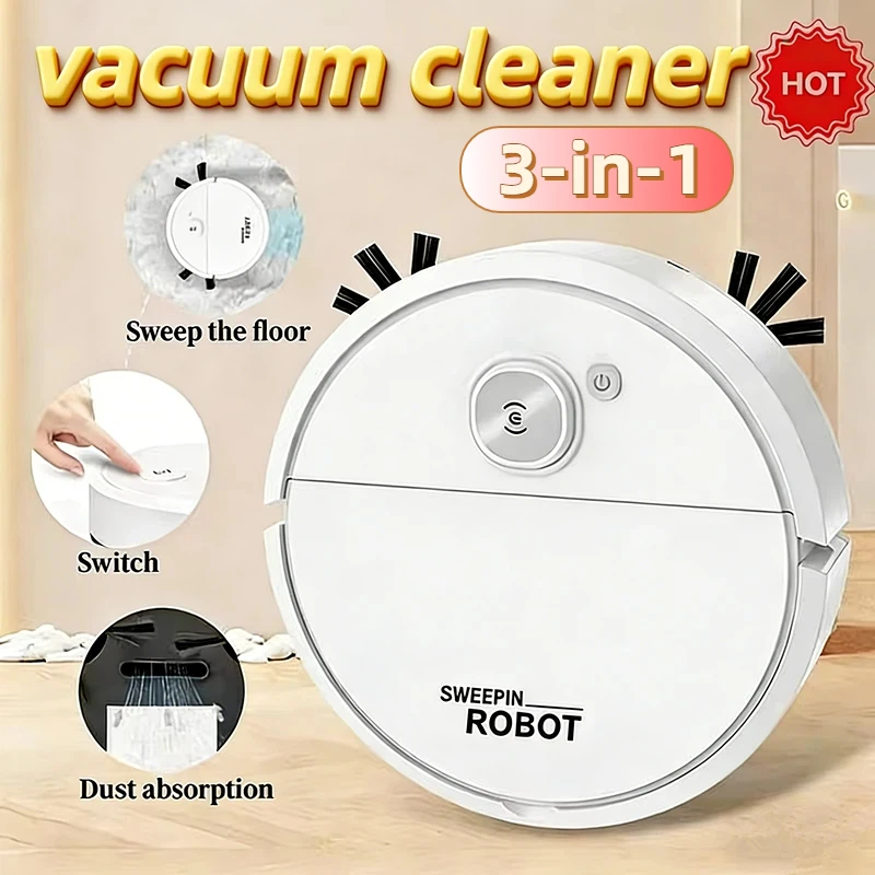 2026 3-in-1 강력 흡입 스마트 청소 로봇 충전식 세척 가능 걸레 애완동물 털 청소용 하드 플로어 주방 청소 로봇