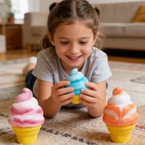 나이스 크림 아이스크림 콘 니도 감각 스트레스 해소 장난감 불안과 집중력에 적합한 데스크탑 감각 큐브