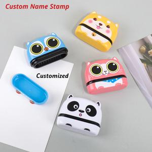 귀여운 동물 캐릭터 어린이 이름 스탬프, 맞춤형 문구 스탬프, 유치원 의류 라벨, 재사용 가능한 개인 이름 스탬프