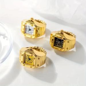 1PC 손가락 시계 남자와 여자의 석영 시계 미니 틈새 손가락 시계는 시간을 볼 수 있습니다 진정한 시계 반지 시계 추세