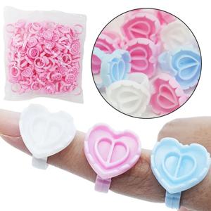 100개입 일회용 글루 링 - 속눈썹 연장 및 타투 색소용 실리콘 접착컵, 살롱용 (라텍스 프리)