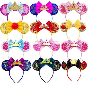 아름다움과 야수 아기 머리띠 소녀 벨 헤어 액세서리 매혹적인 장미 귀 머리띠 아이 크라운 활 모자를 쓰고 있죠 아기 사진