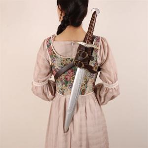 중세 소드 숄더 더블 백 칼집 개구리 거치대, PU 가죽 레이피어 버클 스트랩 홀스터, 바이킹 나이트 코스프레