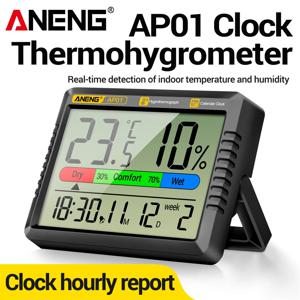 디지털 온습도계 시계 ANENG AP01 스누즈 알람 모드 공기 온도계 습도계 다중 시나리오 고정밀 테스터 도구