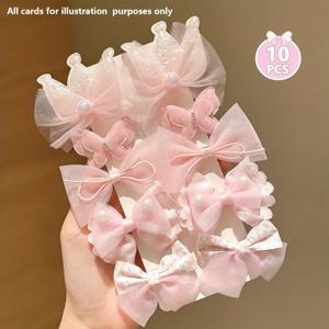 여아용 리본 헤어 액세서리 10개, 아기용 레이스 헤어 액세서리, 헤어핀 세트10개 리본 헤어 액세서리 여아용, 아기용 레이스 h