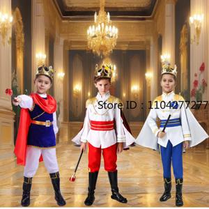 소년의 왕 왕자 코스프레 의상 왕자 크라운 홀 망토 로열티 정장 할로윈 생일 카니발 의상 멋진 복장