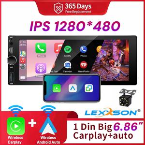 IPS 6.86인치 무선 카플레이 안드로이드 오토 카 라디오 멀티미디어 MP5 플레이어 1 Din 블루투스 스테레오 FM WiFi 후방 카메라 지원