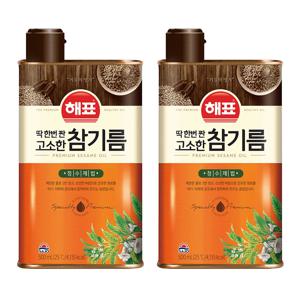 [사조공식샵) 해표 딱 한번짠 고소한참기름 500ml * 2개