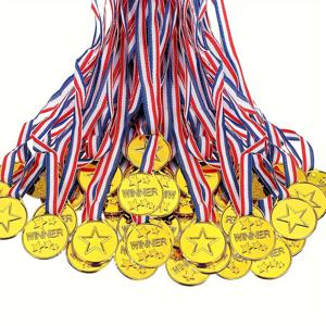 20pcs 플라스틱 골드 우승자 수상 황금 메달 어린이 생일 파티 호의 스포츠 게임 상품 장난감 축구 축구 Pinata 필러
