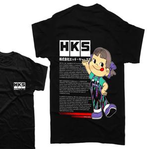 패션 여름 그래픽 HKS 워크 토요 타이어 프린트 티셔츠 루즈 캐주얼 탑 셔츠 반팔 스트리트웨어 스포츠 조깅 티셔츠