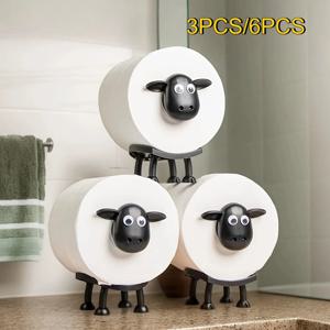 3/6PCS 화장지 홀더 - 욕실 롤업 홀더 및 액세서리 - 독립형 화장지 홀더 - 블랙 쉽 디자인