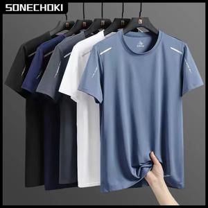 아이스 실크 러닝 셔츠 남성용 루즈 프린팅 반팔 탑 농구 체육관 스포츠웨어 남성 피트니스 운동용 빠른 건조 티셔츠