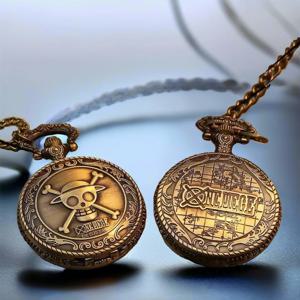 레트로 포켓 워치 밀짚모자 시계 해골 모양 패션 레트로 플립 독창적인 개성있는 선장 모자 포켓 워치 목걸이 1개