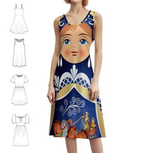 바부슈카 마트료시카 러시아 인형 섹시한 휴가 드레스 여성용 비치 파티 생일 미니 드레스 바부슈카 인형 러시아 인형