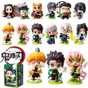 귀멸의 칼날 카마도 탄지로 네즈코 애니메이션 만화 피규어 블라인드 박스 창의적인 맞춤형 조각상 모델 장식품 서프라이즈 선물 상자