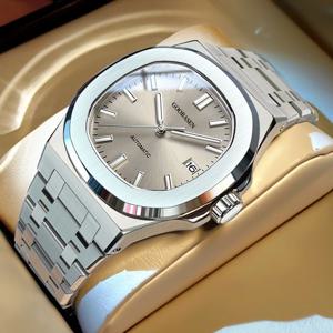 새로운 여성 남성용 오토매틱 시계 야광 남성 시계 스틸 스트랩 손목시계 명품 브랜드 시계