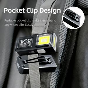 휴대용 미니 COB LED 손전등, 충전식 강력 작업등, 클립 마그넷 방수 EDC 캠핑 워킹 포켓 램프