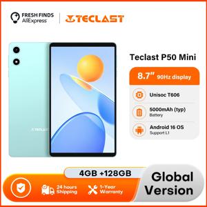 Teclast P50 미니 태블릿 8.7인치 90Hz 디스플레이 Unisoc T606 4GB RAM(8GB 확장) 128GB 저장용량 5000mAh 배터리 안드로이드 16 OS Wi-Fi