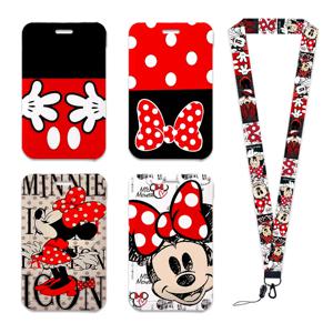 디즈니 미키 미니 캠퍼스 카드 홀더 작업 허가증 이름표(키체인 포함) 학생증 끈 홀더 액세서리