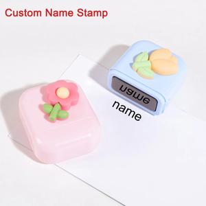 꽃무늬 어린이 이름 스탬프, 맞춤형 문구 인감, 방수 잉크, 유치원 의류 라벨, 개인 맞춤 이름 스탬프