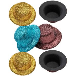 6Pcs 다채로운 스팽글 미니 탑 모자 반짝이 작은 모자 파티 장식을위한 공예 재료 사진 소품 액세서리