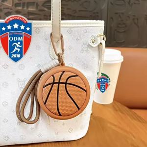 창의적인 스포츠 실리콘 동전 지갑 농구 축구 배구 야구 모양 수납 가방 휴대용 헤드폰 케이스 키체인