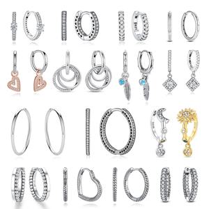 여성용 925 스털링 실버 귀걸이, 피어싱 후프 러브 하트 귀걸이, 로즈 골드, 결혼 선물, 럭셔리 주얼리, 2025 정품, 신제품