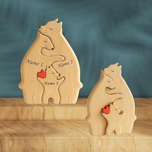 곰 가족 테마 나무 예술 퍼즐 나무 조각 DIY 곰 퍼즐의 귀여운 가족 구성원 홈 데스크탑 장식 어머니의 날 선물