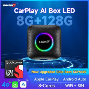2024 CarlinKit 안드로이드 13 최고의 SDM660 CarPlay Ai 박스 LED 8 코어 무선 안드로이드 자동 및 CarPlay 자동차 USB 어댑터 유선 CarPlay 자동차용 4G+64G 8G+128G FOTA 업그레이드