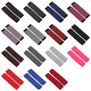 여성용 클래식 코튼 손가락 없는 긴 장갑, 손목 밴드, 팔 워머, 긴 소매, 스트라이프, 팔꿈치, 벙어리 장갑, 니트