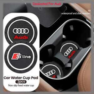2Pcs 자동차 코스터 워터 컵 병 홀더 Audi Sline A6 C5 C6 C7 C8 A4 B5 B6 B7 B8 B9 S3 S4 S5 Q3 8U Q5 8R 용 미끄럼 방지 패드 매트