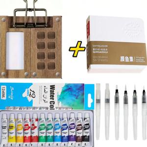 새로운 여행 수채화 물감 팔레트 세트 미니 포켓 아티스트 수채화 물감 팔레트 화가 예술가 학생을위한 여행 세트