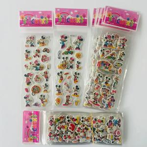 12pcs 디즈니 미키 3D 버블 스티커 어린이를위한 귀여운 푹신한 스티커 편지지 장식 보상 스티커
