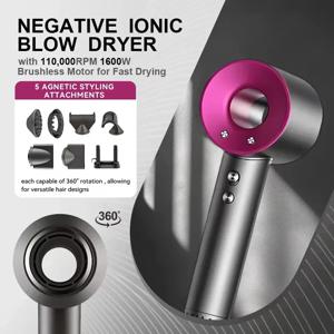 전문가용 헤어 드라이어, 음이온 헤어 드라이어, 날개 없는 헤어 드라이어, 빠른 건조, 살롱 및 가정용, 온도 조절 가능