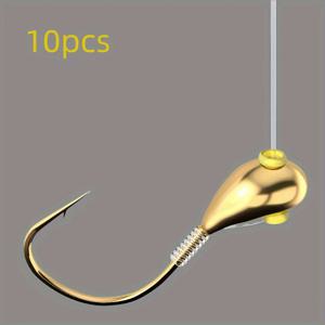 10개 황금색 스테인레스 스틸 뒤집힌 후크 - 미끼 및 루어용 내구성이 뛰어난 낚시 후크, 낚시 및 야외 활동에 이상적