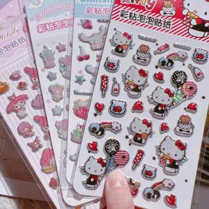 정품 산리오 스티커 만화 헬로 키티 멜로디 스크랩북 데칼 자동차 수하물 자전거 헬멧 장식 소녀 장난감 선물