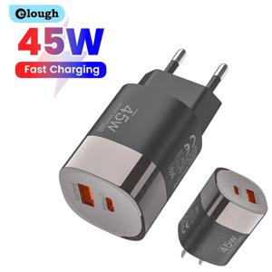 엘로우 45W USB 타입 C 휴대폰 충전기 초고속 충전 2포트 벽면 충전기 USB PD 어댑터 아이폰 리얼미 화웨이 USB C 충전기