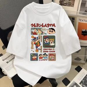 2025 일본 스타일 여름 크레용 신짱 캐릭터 티셔츠 하라주쿠 패션 코튼 레저 섹시 여성 티셔츠 탑