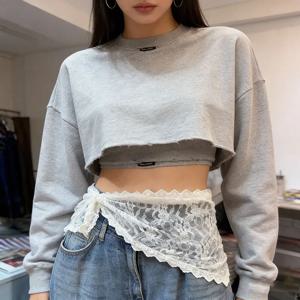 2 in 1 삼각형 짧은 스커트 하프 스커트 엉덩이 가리개 스커트 레이스 트림 에이프런 부드러운 레이스 스택형 인스 스타일 한국 여성 헤드스카프