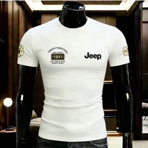 2026 지프 고품질 여름 라운드넥 순면 티셔츠, 통기성 좋은 남성용 아웃도어 캐주얼 프린트 올매치 반팔 티셔츠