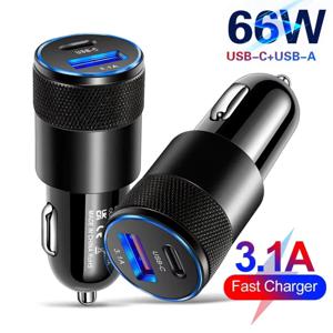 66W USB 차량용 충전기 타입 C 고속 충전 전화 어댑터 Xiaomi 화웨이 PD 전화 충전기 차량용 어댑터 소켓 시가 라이터